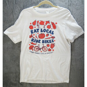 Allmade Eat Local Ride Bikes T-Shirt White L Swamp Rabbit Cafe Organic Cotton